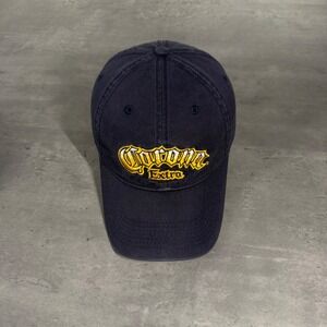 Corona Extra Hat Mens Navy Embroidered Logo Adjustable Beer Trucker Baseball Cap